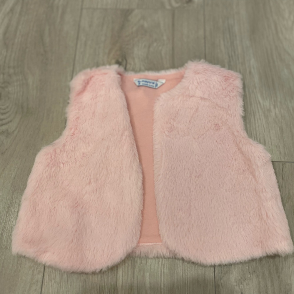 Mayoral Pink Plush Vest Cozy Sleeveless Style